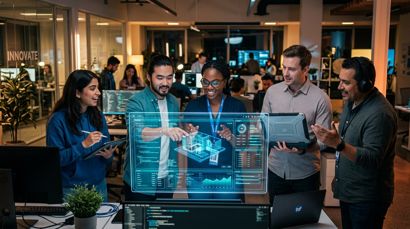 Modern software crew collaborating